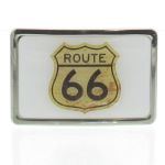 Boucle de ceinture Route 66 effet vintage contour chrome