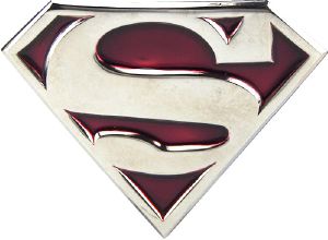 Boucle de ceinture logo superman sur fond rouge