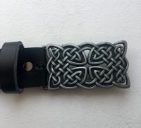 CPF20 -Ceinture cuir noir modèle "classique" avec boucle de ceinture celtique