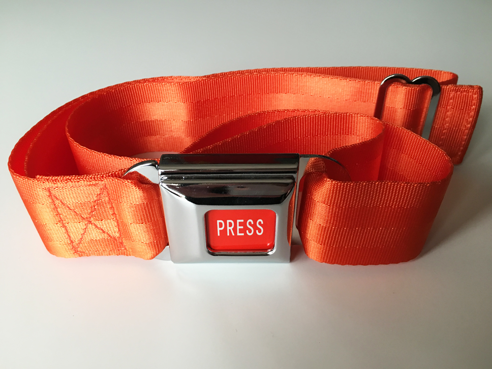 Ceinture voiture orange Boucledeceinture.fr