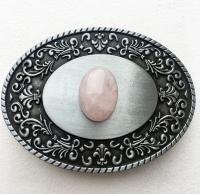 Boucle de ceinture pierre ovale quartz rose