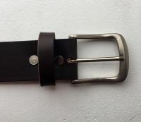 C13B - Ceinture cuir marron avec boucle de ceinture finition nickel satiné