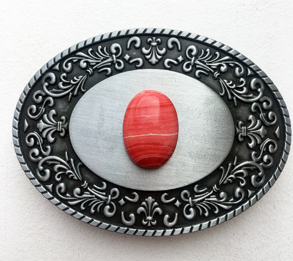 Boucle de ceinture pierre ovale Rhodochrosite 