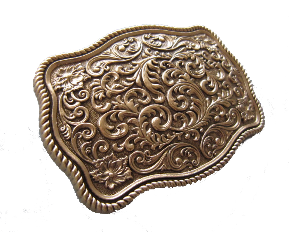 Boucle de ceinture western classique original design plaquée or 