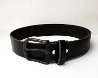 CPF01 - Ceinture cuir noir modèle "classique" avec boucle de ceinture noire vintage