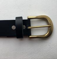 C12 - Ceinture cuir noir avec boucle de ceinture finition Laiton 