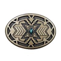 Boucle de ceinture Aztèque forme géométrique plaqué bronze
