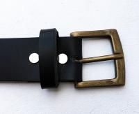 CPF12 - Ceinture cuir noir modèle "classique" avec boucle de ceinture bronze vintage