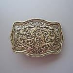 Boucle de ceinture western classique original design plaqué bronze