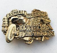 Vintage 1992 - Boucle de ceinture Harley Davidson Asphalt Warrior doré