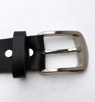 C06 - Ceinture cuir noir avec boucle de ceinture finition nickel satiné brossé