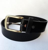 C07 - Ceinture cuir noir avec boucle de ceinture finition vieux laiton satiné brossé