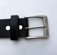 CPF03 - Ceinture cuir noir modèle "classique" avec boucle de ceinture vieil argent