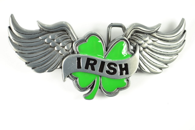 Boucle de ceinture Trèfle 4 feuilles Irish et ailes