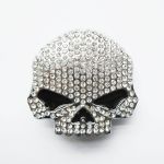 Boucle de ceinture tête de mort strass