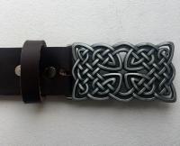 CPF20B - Ceinture cuir marron modèle "classique" avec boucle de ceinture celtique