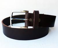 CPF11B - Ceinture cuir marron modle "classique" avec boucle de ceinture finition canon de fusil satin