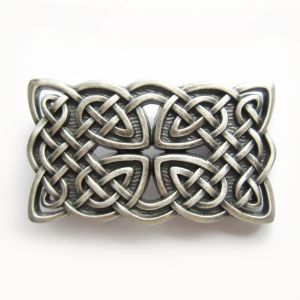 Boucle de ceinture celtique design plaqué argent