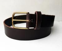 CPF14B - Ceinture cuir marron modle "classique" avec boucle de ceinture finition laiton massif