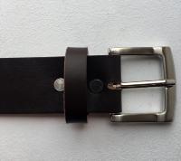 C18B - Ceinture cuir marron avec boucle de ceinture finition Nickel satiné