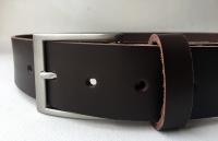 CPF16B - Ceinture cuir marron modle "classique" avec boucle de ceinture finition Nickel satin