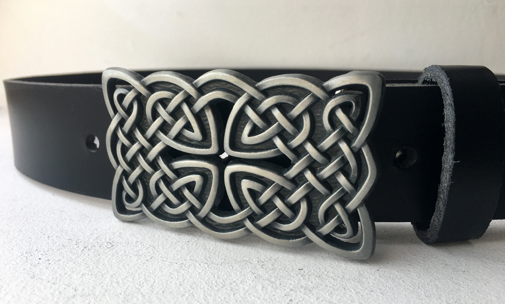 Ceinture homme cuir noir avec boucle de ceinture celtique Boucle de ceinture