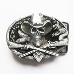Boucle de ceinture Cowboy tête de mort noire