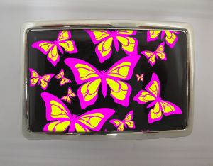 Boucle de ceinture Papillons couleurs rectangle chrome