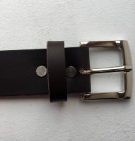 C19B - Ceinture cuir marron avec boucle de ceinture finition Nickel 