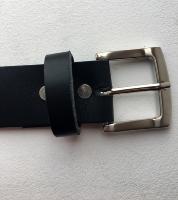 CPF18 - Ceinture cuir noir modèle "classique" avec boucle de ceinture finition Nickel satiné