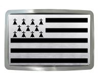 Boucle de ceinture Drapeau Breton Noir et métal brossé