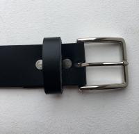 C17 - Ceinture cuir noir avec boucle de ceinture finition Nickel poli