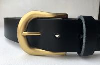 C12 - Ceinture cuir noir avec boucle de ceinture finition Laiton 
