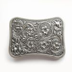 Boucle de ceinture western flowers plaqué argent