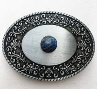 Boucle de ceinture Pierre ronde Jaspe bleue claire