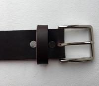 C17B - Ceinture cuir marron avec boucle de ceinture finition Nickel poli