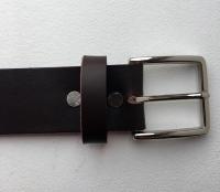 CPF17B - Ceinture cuir marron modèle "classique" avec boucle de ceinture finition Nickel poli