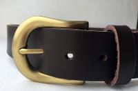 C12B - Ceinture cuir marron avec boucle de ceinture finition Laiton 