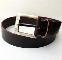 CPF10B - Ceinture cuir marron modle "classique" avec boucle de ceinture finition canon de fusil satin