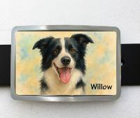 08B -  Boucle de ceinture personnalisable Photo chien Aquarelle