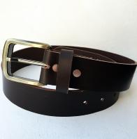 CPF07B - Ceinture cuir marron modèle "classique" avec boucle de ceinture finition vieux laiton satiné brossé