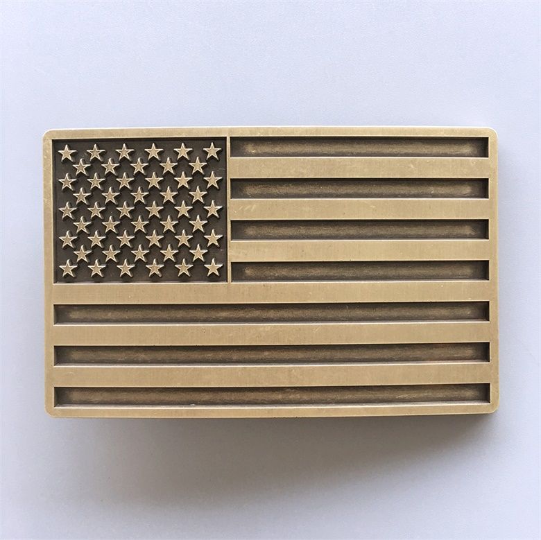 Boucle de ceinture Drapeau USA plaqué bronze