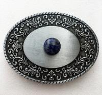 Boucle de ceinture Pierre ronde Jaspe bleue