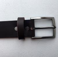 C15B - Ceinture cuir marron avec boucle de ceinture finition canon de fusil satiné