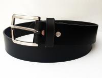 CPF11 - Ceinture cuir noir modèle "classique" avec boucle de ceinture finition canon de fusil satiné