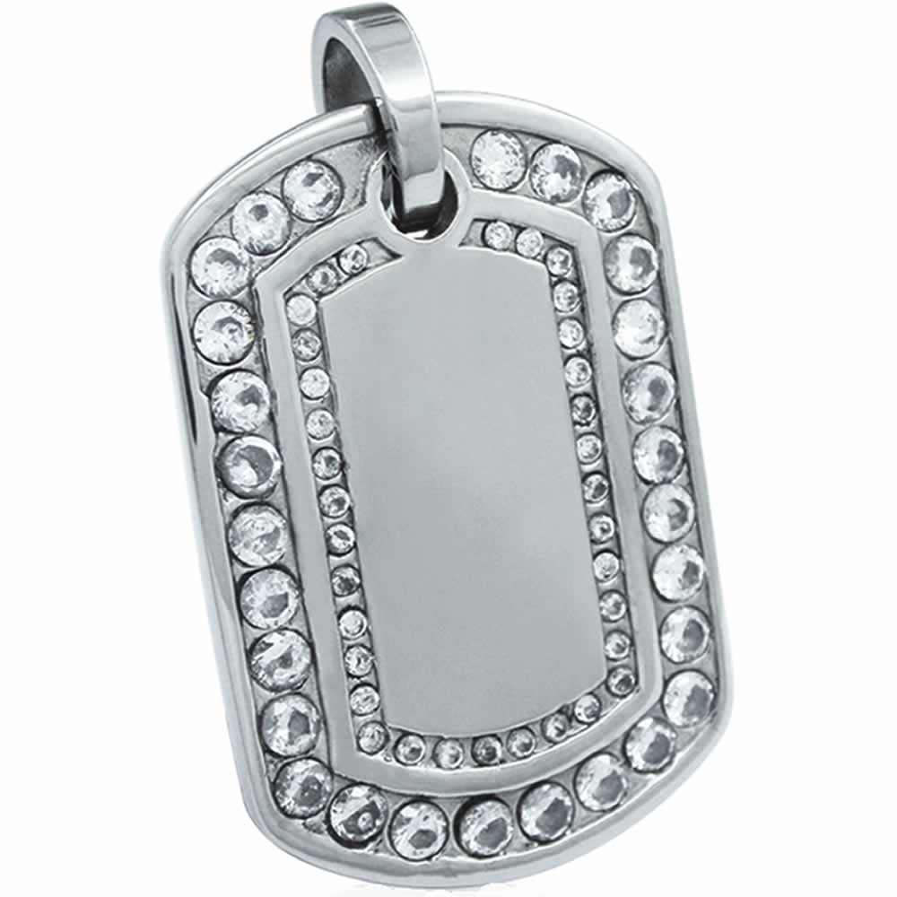 Pendentif Dog tag strass