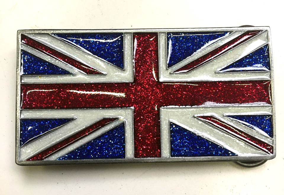 Boucle de ceinture Drapeau UK effet pailleté