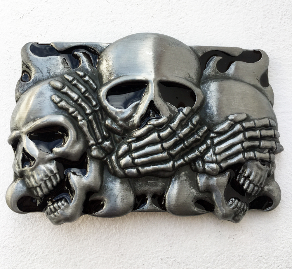 Boucle De Ceinture Tête De Mort En Acier Inoxydable - Design Squelette - Dimensions 9 X 5,5 Cm