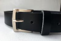 C18 - Ceinture cuir noir avec boucle de ceinture finition Nickel satin