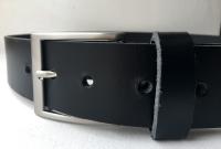 C16 - Ceinture cuir noir avec boucle de ceinture finition Nickel satin